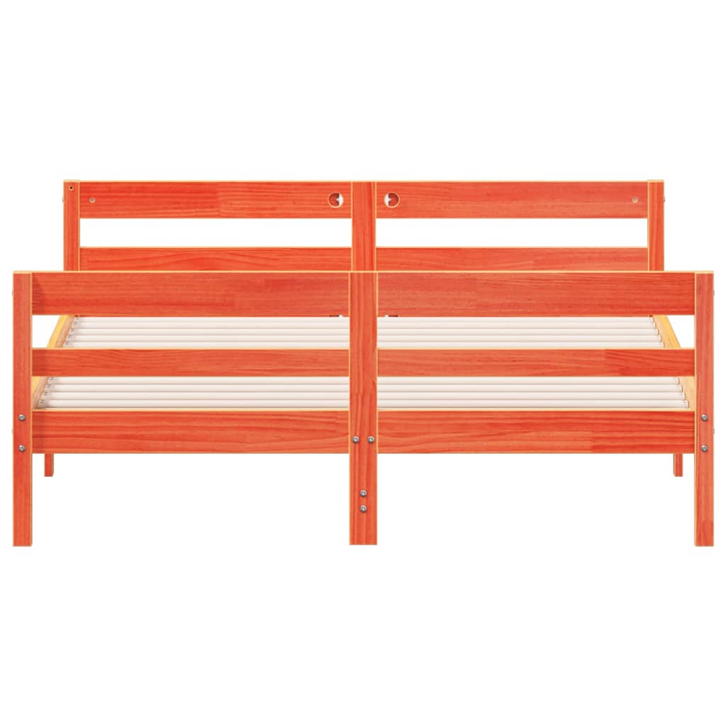 Sengeramme uten madrass voksbrun 140x200 cm heltre furu