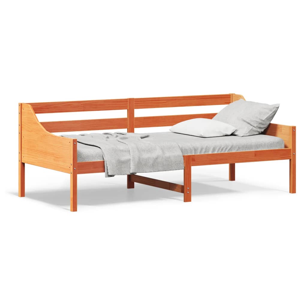 Seng med madrass voksbrun 90x200 cm heltre furu