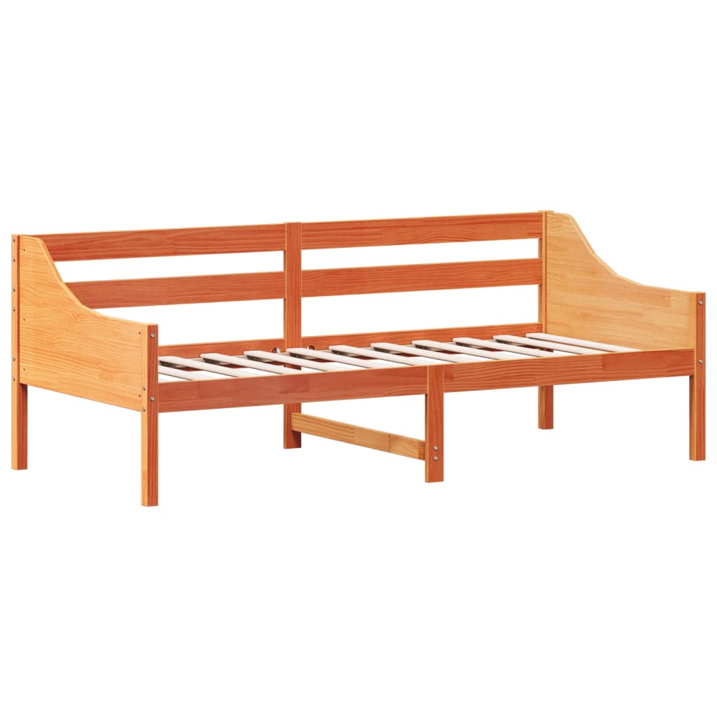 Seng med madrass voksbrun 90x200 cm heltre furu