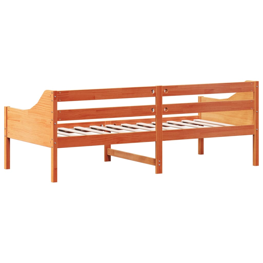 Seng med madrass voksbrun 90x200 cm heltre furu
