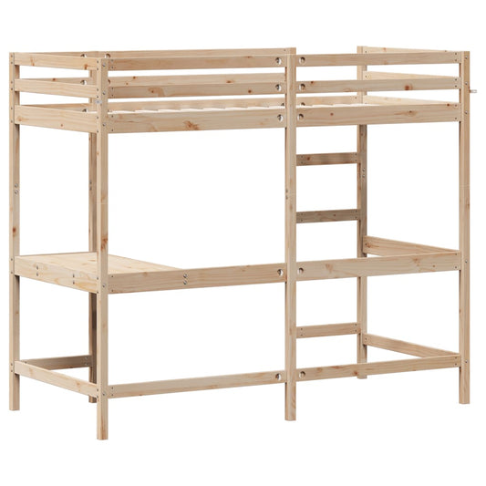 Køyeseng med skrivebord 90x200 cm heltre furu