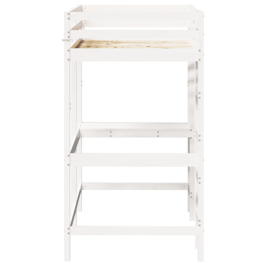 Køyeseng med skrivebord hvit 90x190 cm heltre furu