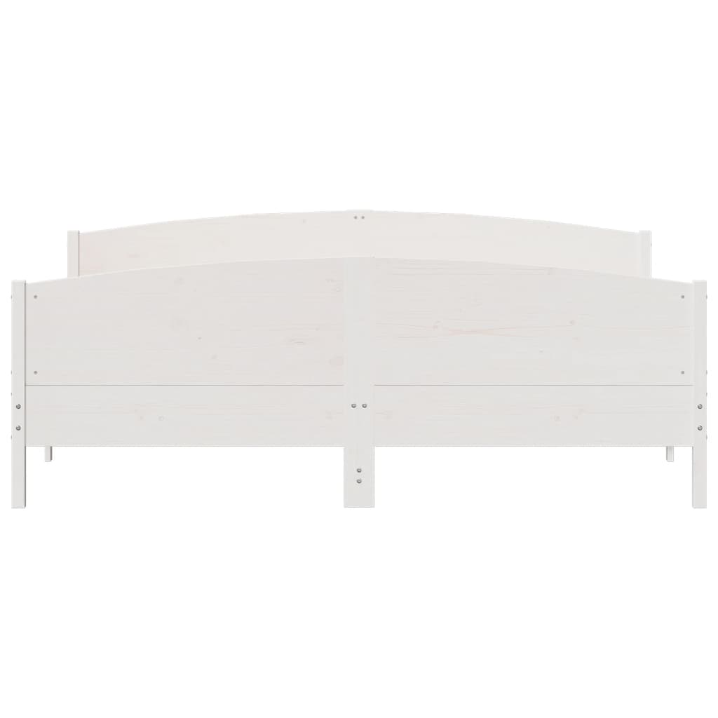 Sengeramme med madrass hvit 200x200 cm heltre furu