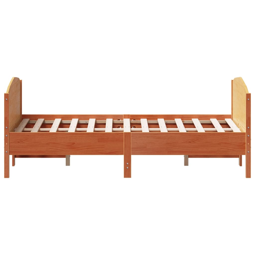 Sengeramme uten madrass voksbrun 120x200 cm heltre furu