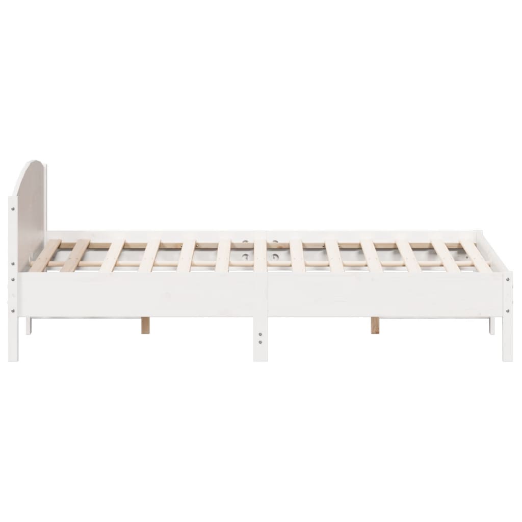 Sengeramme med madrass hvit 200x200 cm heltre furu