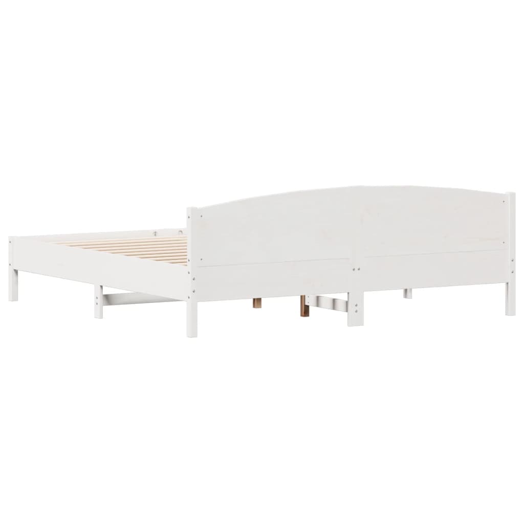 Sengeramme med madrass hvit 200x200 cm heltre furu