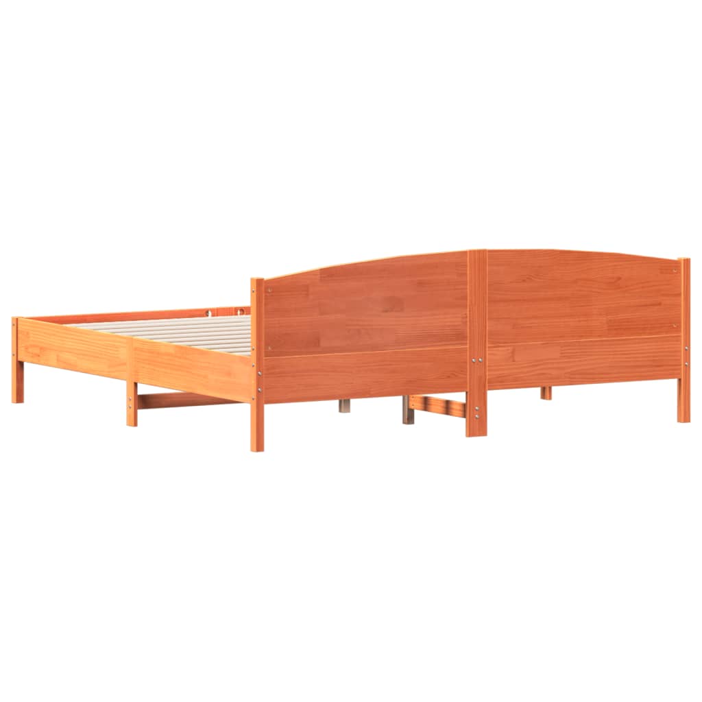 Sengeramme uten madrass voksbrun 200x200 cm heltre furu