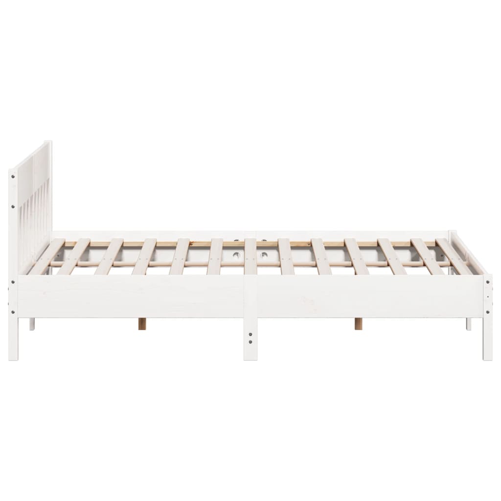 Sengeramme med madrass hvit 200x200 cm heltre furu