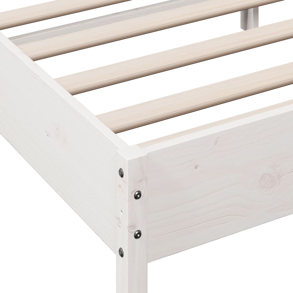 Sengeramme med madrass hvit 200x200 cm heltre furu