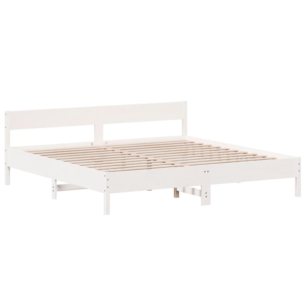 Sengeramme med madrass hvit 200x200 cm heltre furu