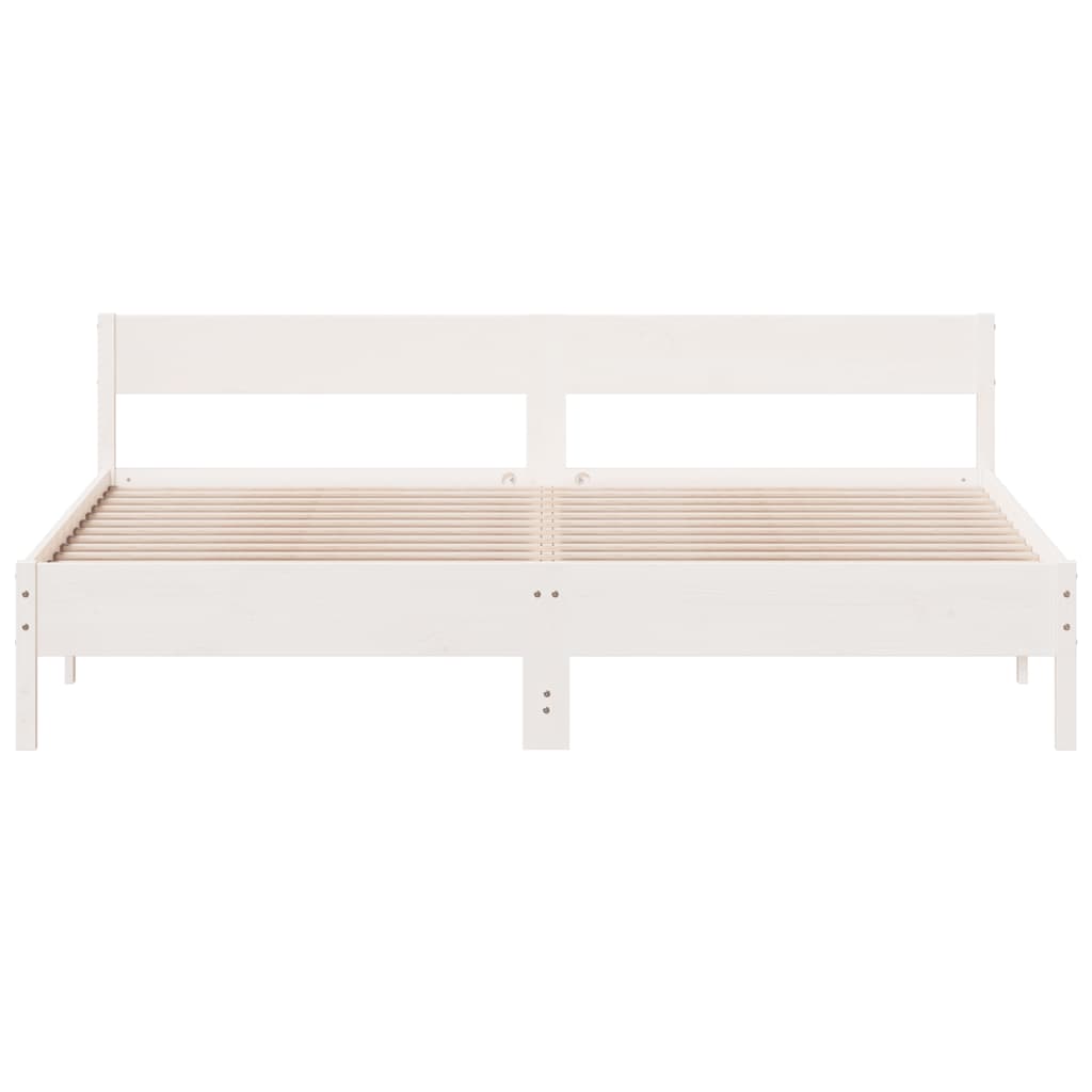 Sengeramme med madrass hvit 200x200 cm heltre furu