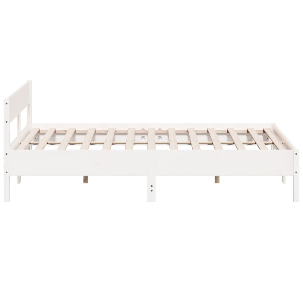 Sengeramme med madrass hvit 200x200 cm heltre furu