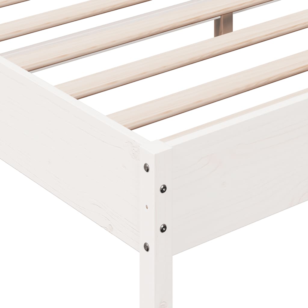Sengeramme med madrass hvit 200x200 cm heltre furu