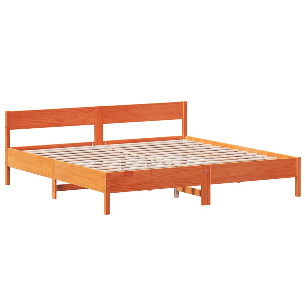 Sengeramme uten madrass voksbrun 200x200 cm heltre furu