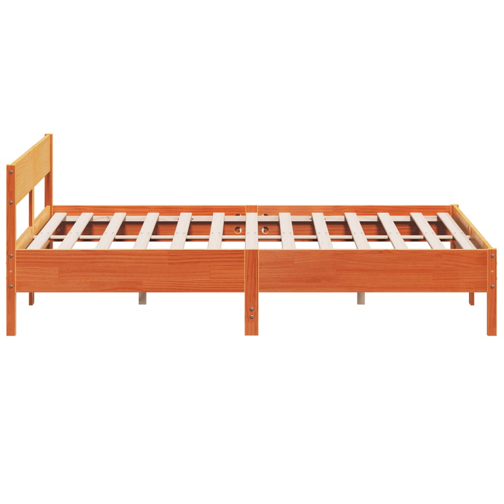 Sengeramme uten madrass voksbrun 200x200 cm heltre furu