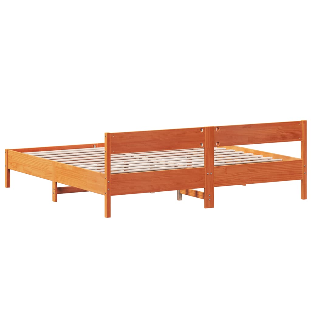 Sengeramme uten madrass voksbrun 180x200 cm heltre furu