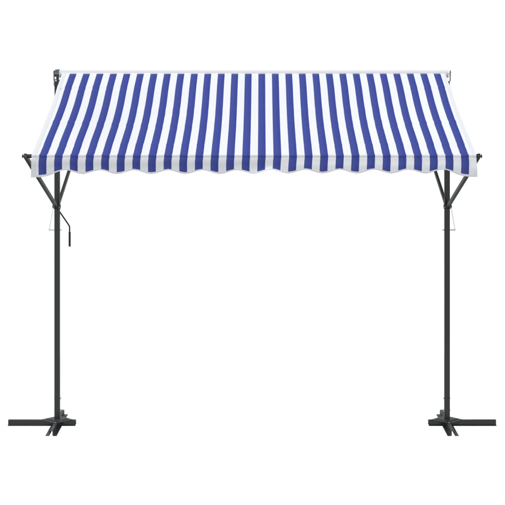 Frittstående markise blå og hvit 300x300 cm stoff og stål