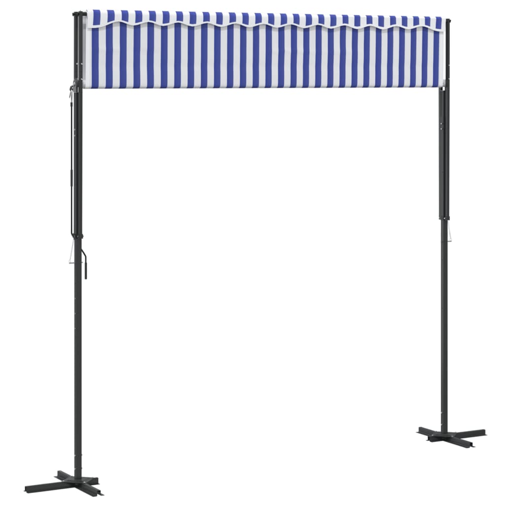 Frittstående markise blå og hvit 300x300 cm stoff og stål