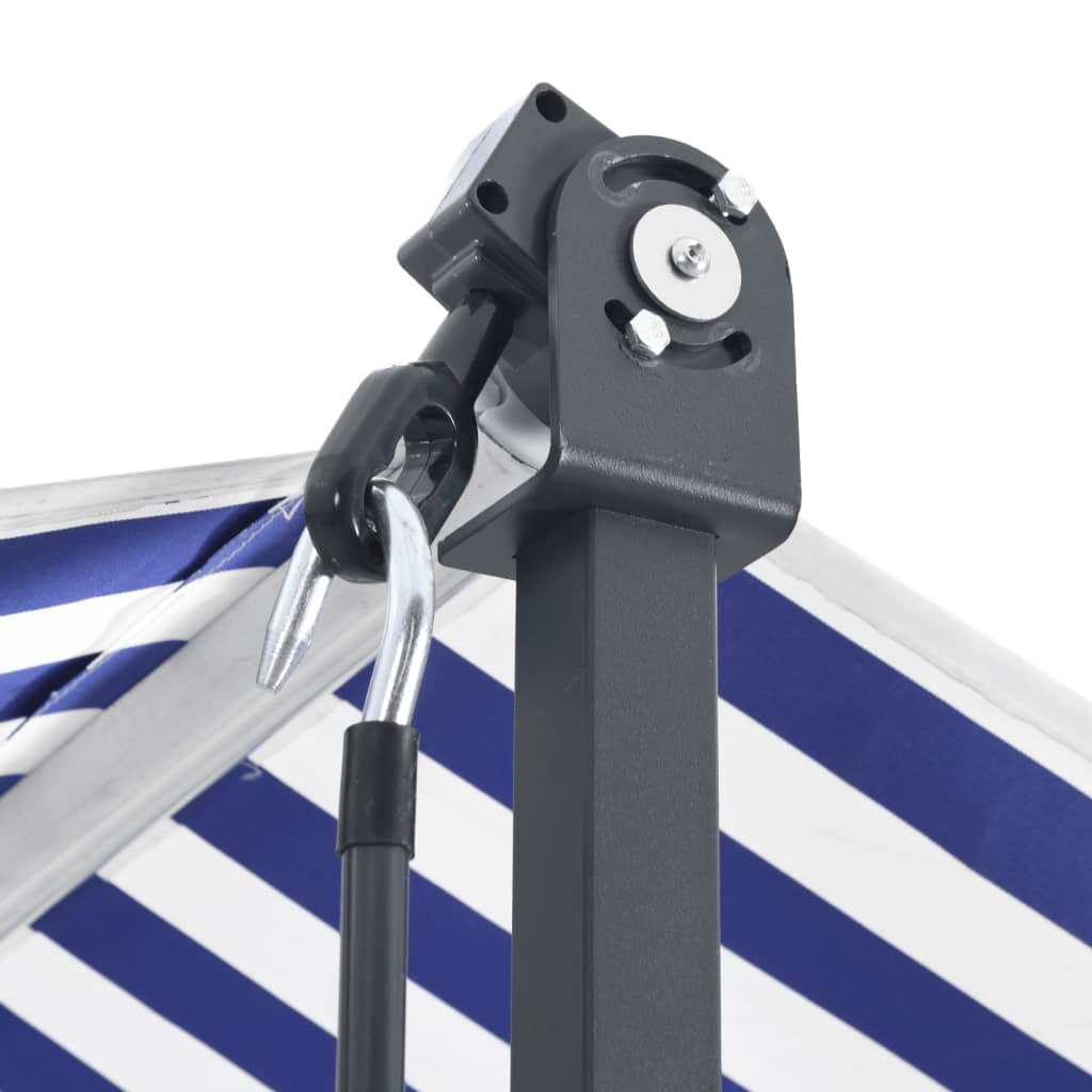 Frittstående markise blå og hvit 300x300 cm stoff og stål