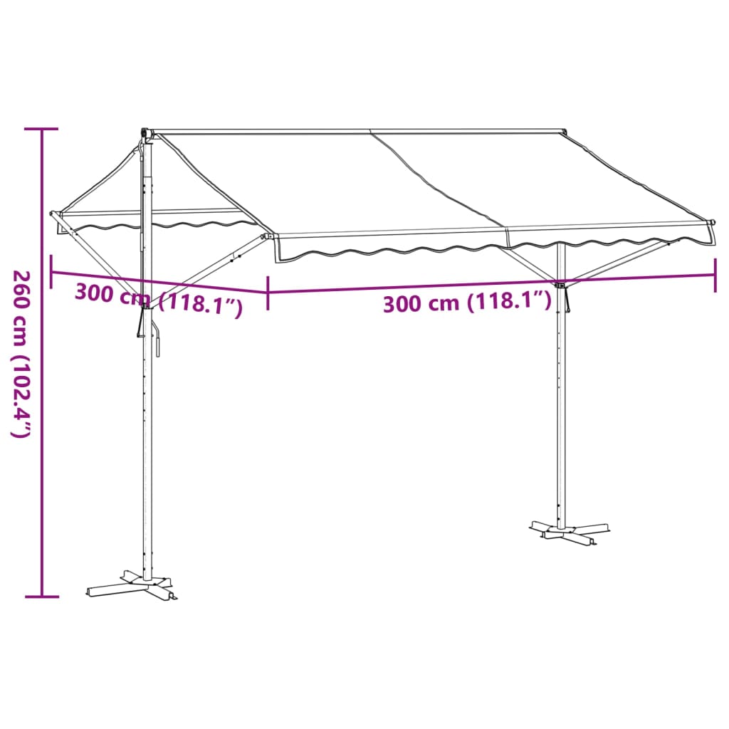 Frittstående markise blå og hvit 300x300 cm stoff og stål