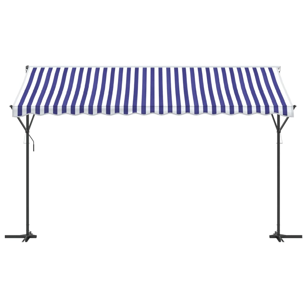 Frittstående markise blå og hvit 400x300 cm stoff og stål vidaXL