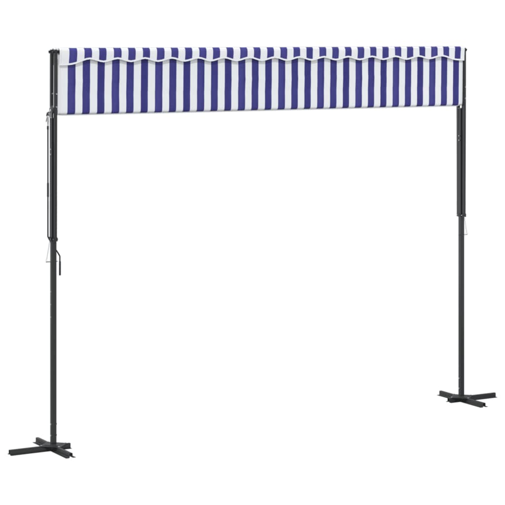 Frittstående markise blå og hvit 400x300 cm stoff og stål vidaXL