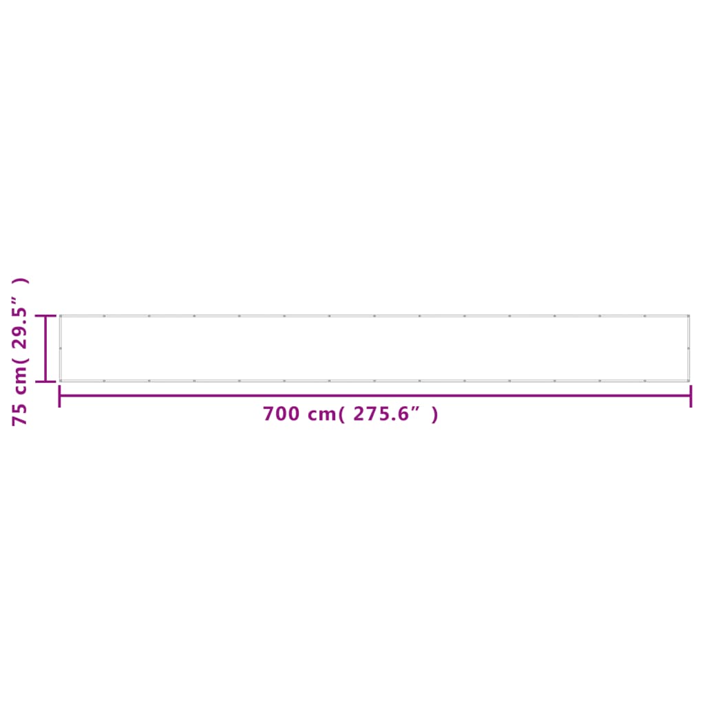 Balkongskjerm hvit 75x700 cm 100% polyester oxford