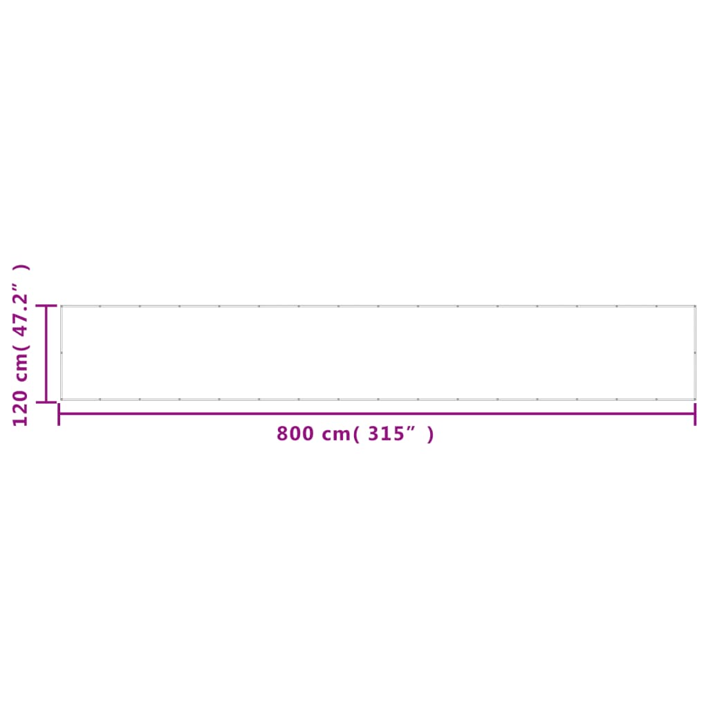 Balkongskjerm kremhvit 120x800 cm 100% polyester oxford