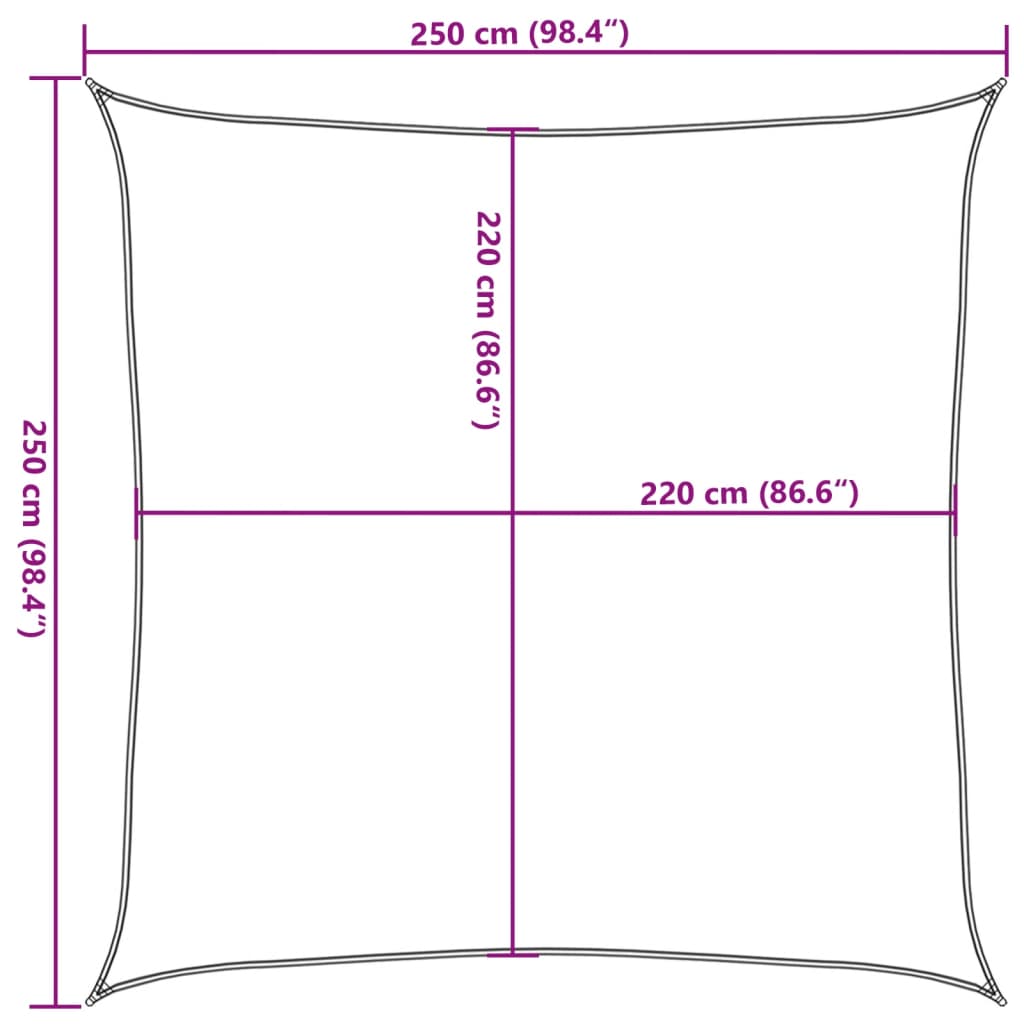 Solseil lysegrå 2,5x2,5 m 100% polyester oxford