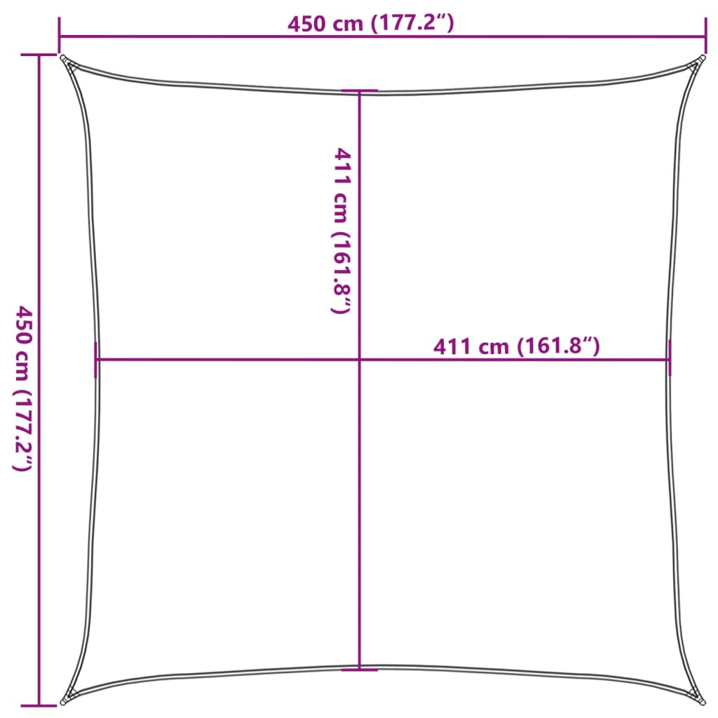 Solseil lysegrå 4,5x4,5 m 100% polyester oxford vidaXL