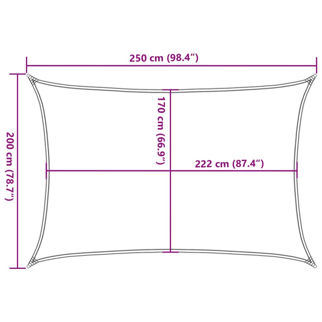 Solseil lysegrå 2,5x2 m 100% polyester oxford vidaXL
