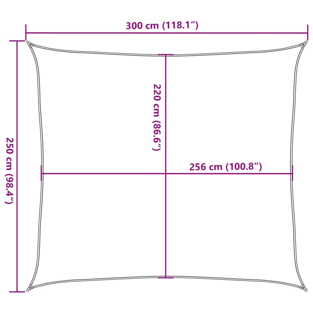 Solseil lysegrå 3x2,5 m 100% polyester oxford vidaXL