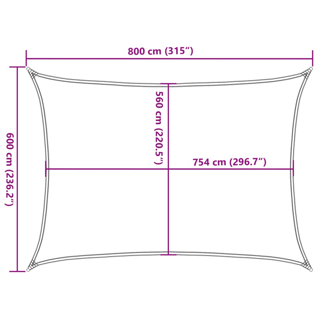 Solseil lysegrå 8x6 m 100% polyester oxford vidaXL