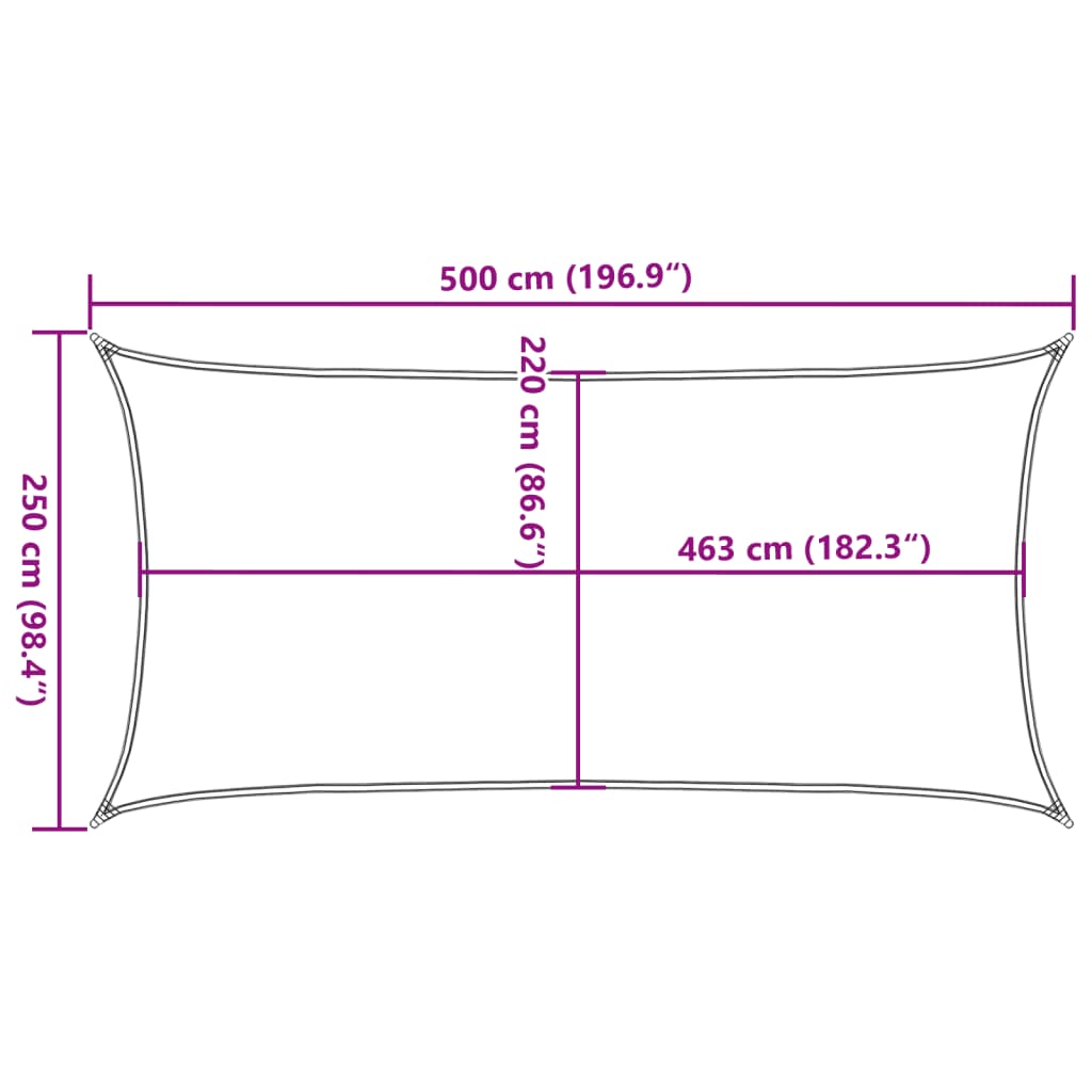 Solseil sand 5x2,5 m 100% polyester oxford