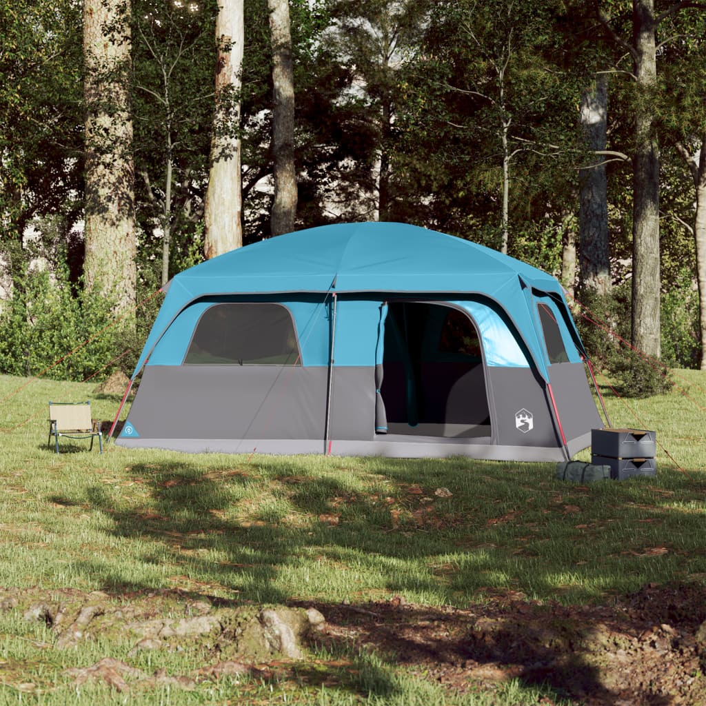 Campingtelt 8 personer blå vanntett