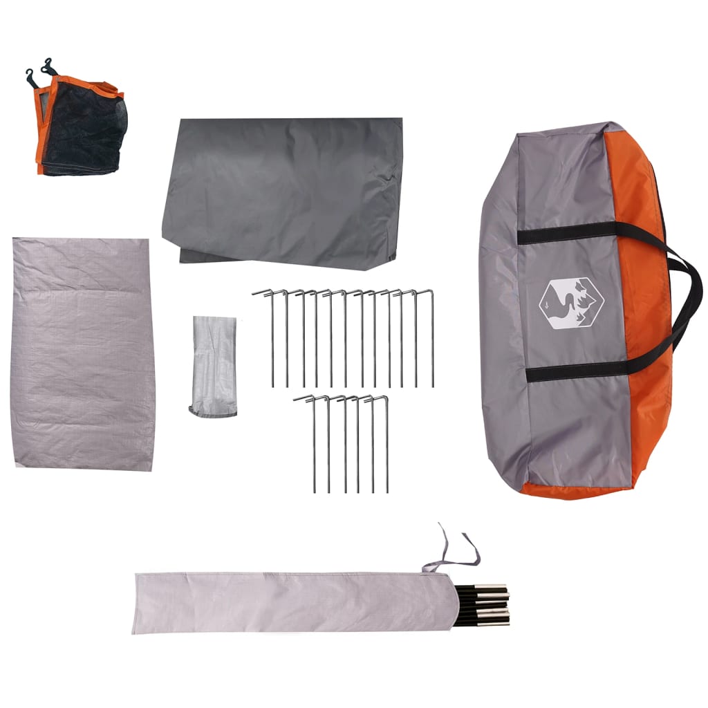 Kuppeltelt for camping 9 personer oransje vanntett