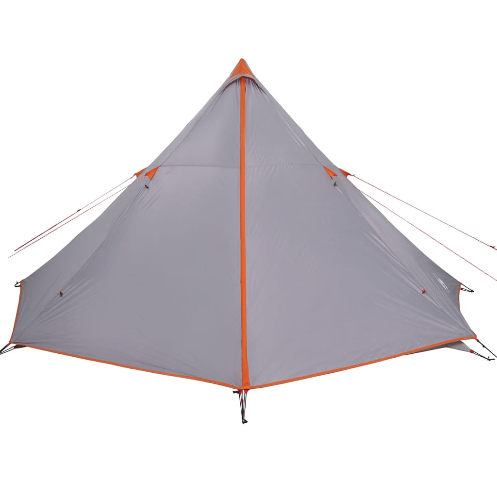 Familietelt tipi for 8 personer grå og oransje vanntett