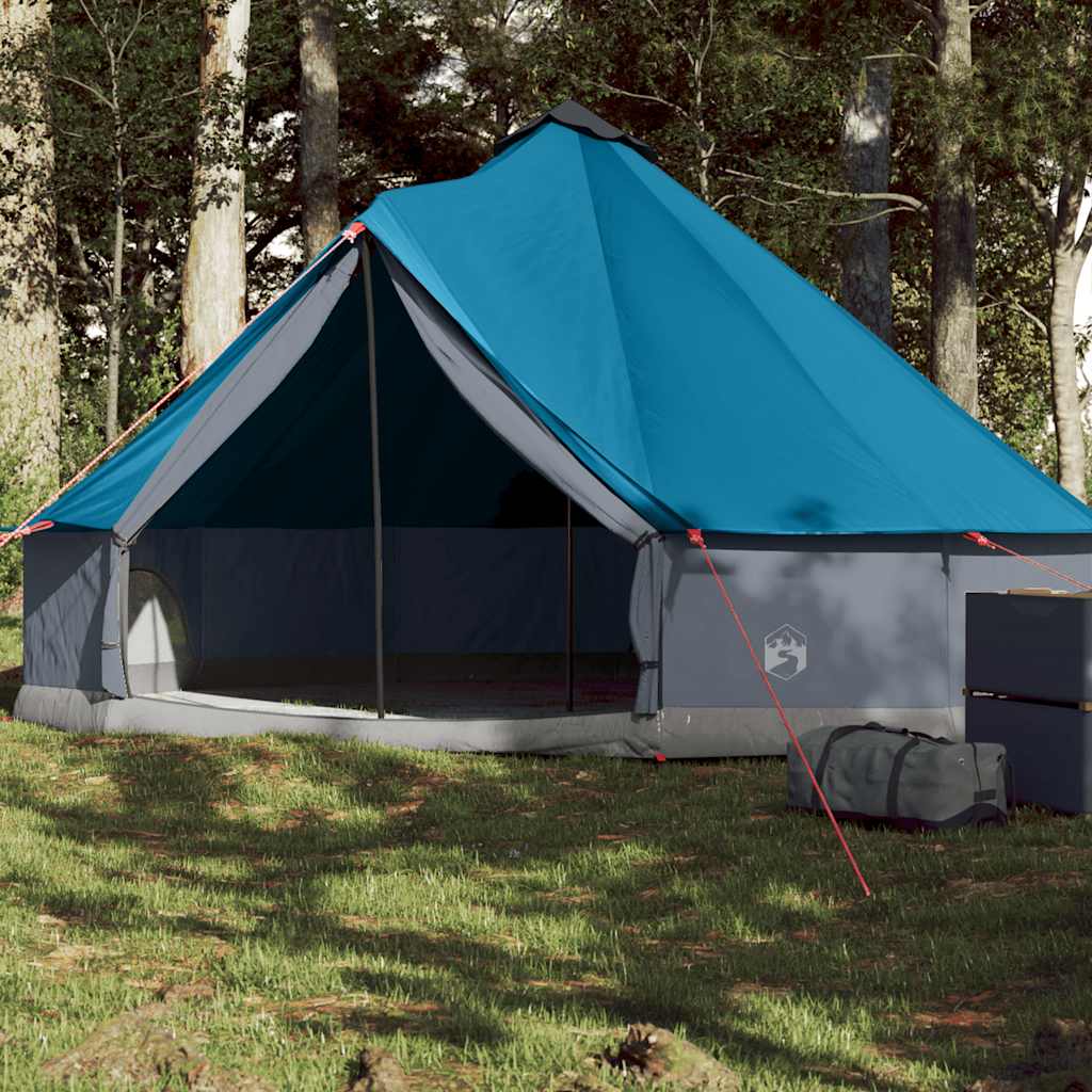 Familietelt tipi for 6 personer blå vanntett