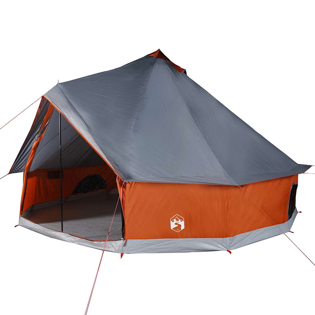 Familietelt tipi for 6 personer grå og oransje vanntett