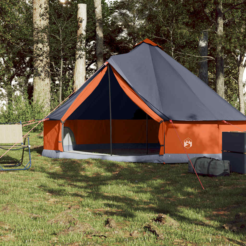 Familietelt tipi for 6 personer grå og oransje vanntett