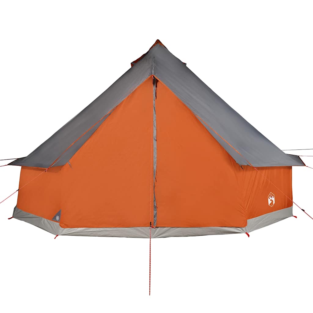 Familietelt tipi for 6 personer grå og oransje vanntett