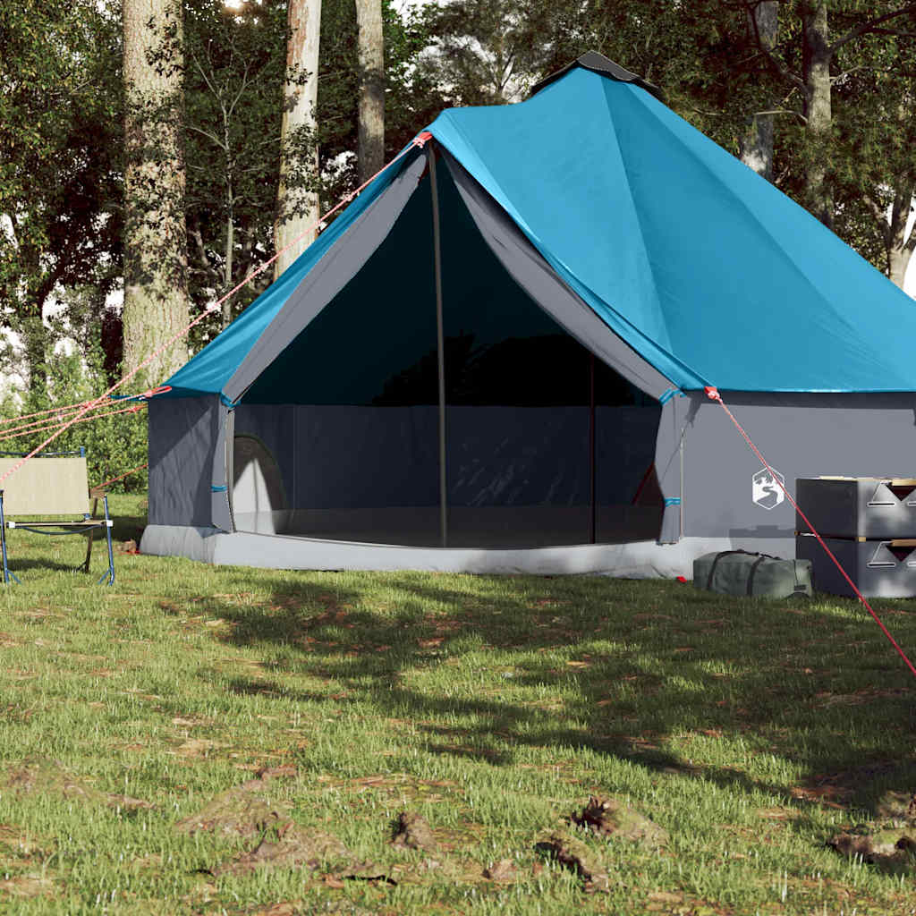 Familietelt tipi for 8 personer blå vanntett