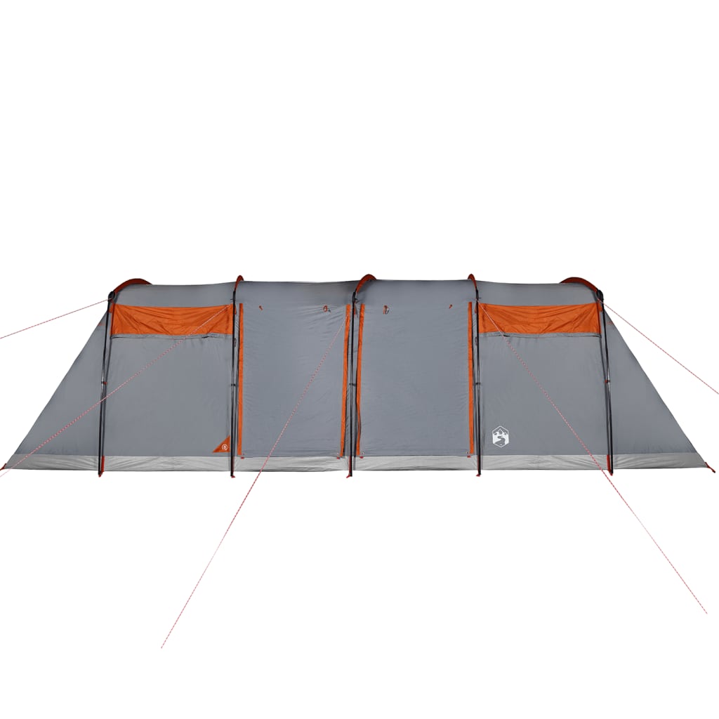 Tunneltelt for camping 10 personer grå og oransje vanntett