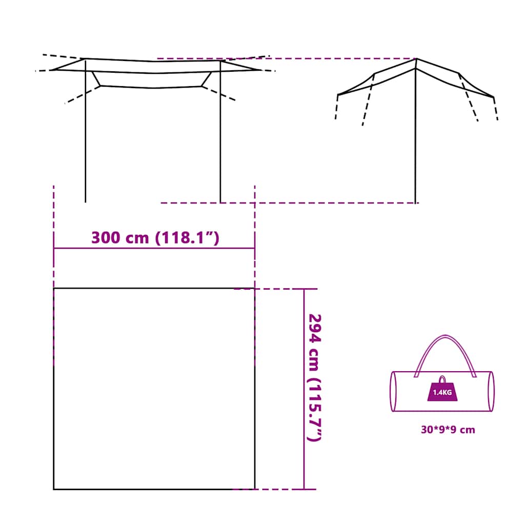 Campingpresenning grønn 300x294 cm vanntett