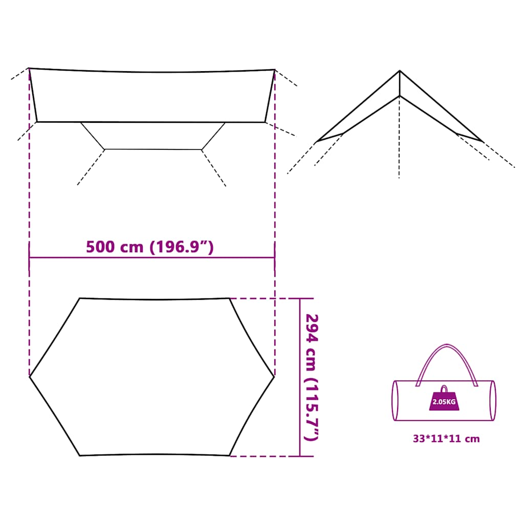 Campingpresenning grå og oransje 500x294 cm vanntett