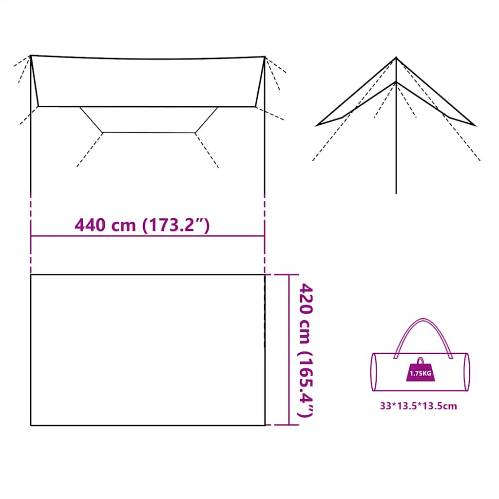 Campingpresenning blå 420x440 cm vanntett