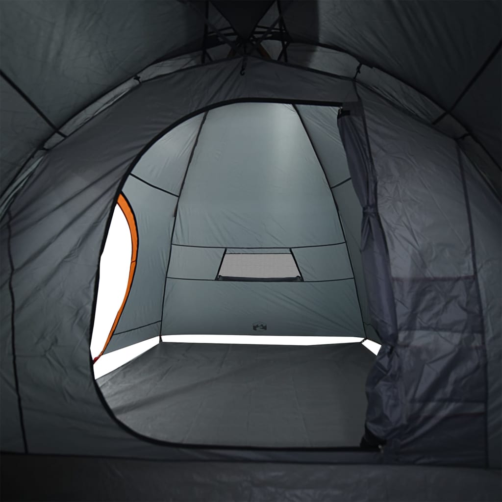 Tunneltelt for camping 8 personer grå og oransje vanntett