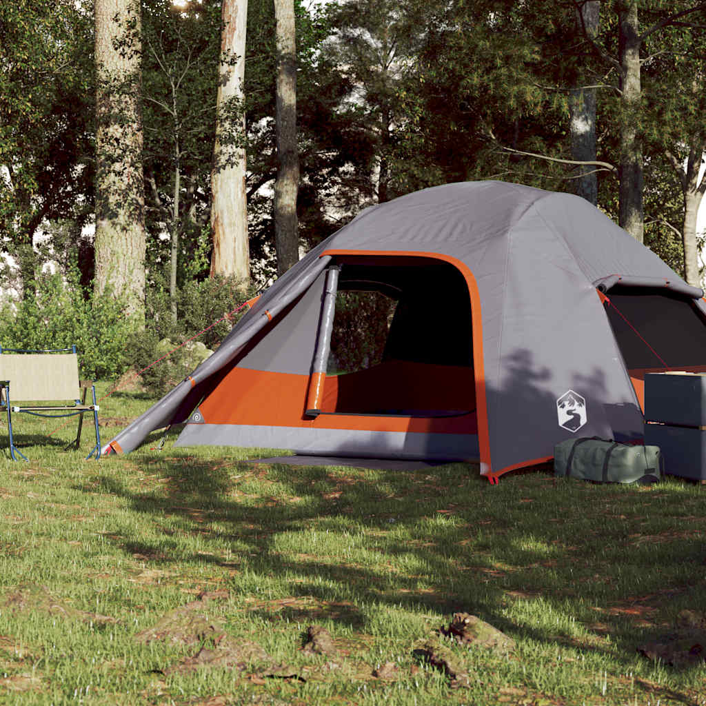 Kuppeltelt for camping 4 personer grå vanntett