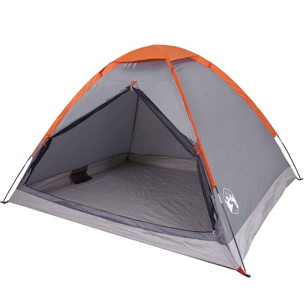 Kuppeltelt for camping 2 personer grå og oransje vanntett
