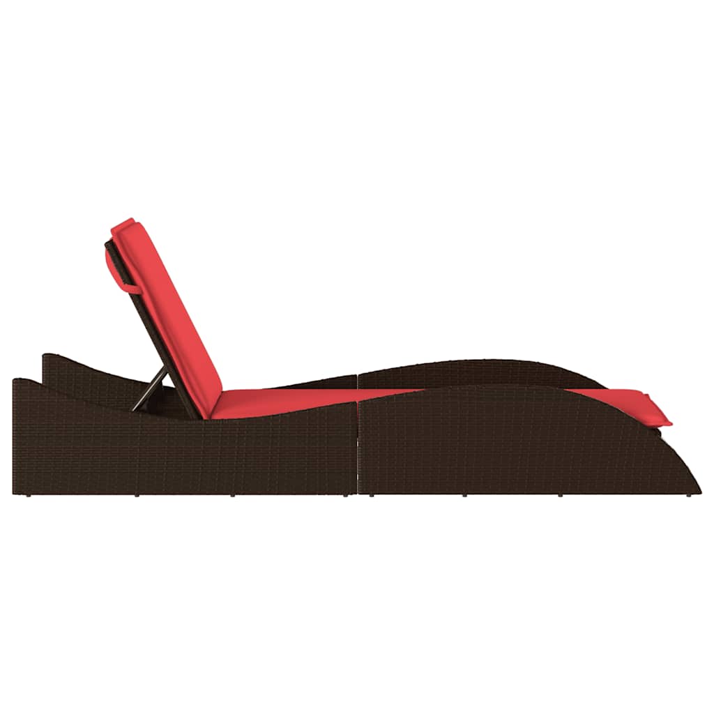 Solseng med pute brun 60x205x73 cm polyrotting
